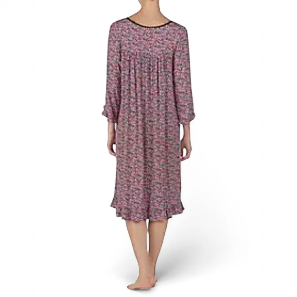 Eileen West SOFT Modal Queen Annes Lace RUFFLED HEM Floral Waltz‎ Nightgown Sz S - Picture 2 of 10